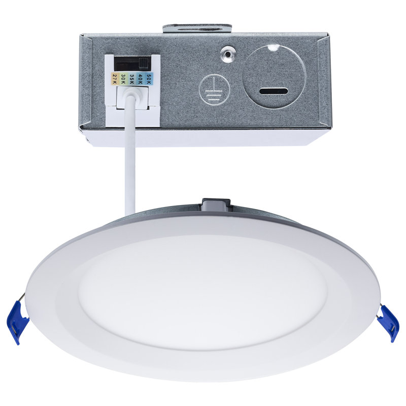 13 lumières à DEL fil direct Downlight SlimFit Smooth Baffle 6 pouces CCT sélectionnable télécommande ronde finition blanche