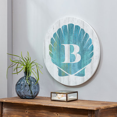 Monogramme de coquille décorative de porte côtière 18 po B B