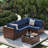 4 - Person Outdoor Wicker Patio Conversation Furniture Set-2005440951