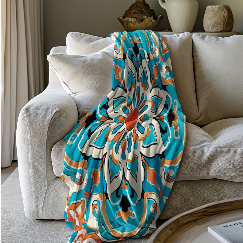 Gabarit de tuiles arabes - couverture sherpa de qualité supérieure 1 pièce, Lit simple