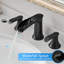 Robinet de salle de bain noir mat - Entraxe de 20 cm (8 pouces) avec cartouche en céramique et flexible