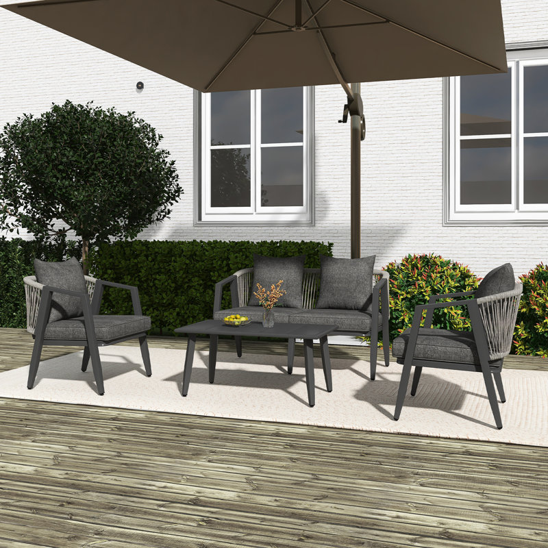 Ensemble de sièges d'extérieur durable et confortable, adapté aux patios, aux pelouses et aux bords de piscine, Gris, Gris