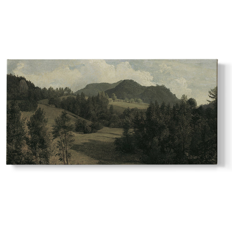 Série paysage - Dxci - Toile tendue avec châssis encadré - Prêt à être accroché, H 17 po x l 33 po, Doré