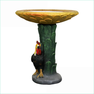 Bird Baths 20" Dia x 23" H Pedestal Bird Bath for Garden Patio Backyard | Concrete Cement | Mustard Yellow Sage Green