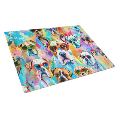 Boxer Hippie Dawg Glass Cutting Board Large