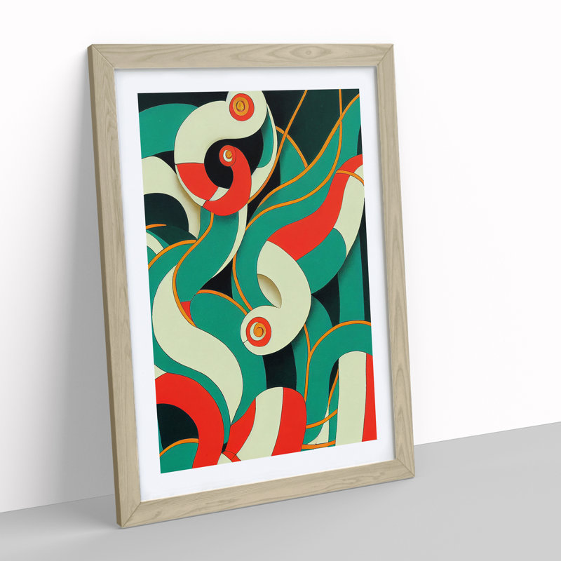 XV1022-400X Abstract Snake Art No.3 - Single Picture Frame Print, 64cm H x 46cm W x 2cm D, Oak