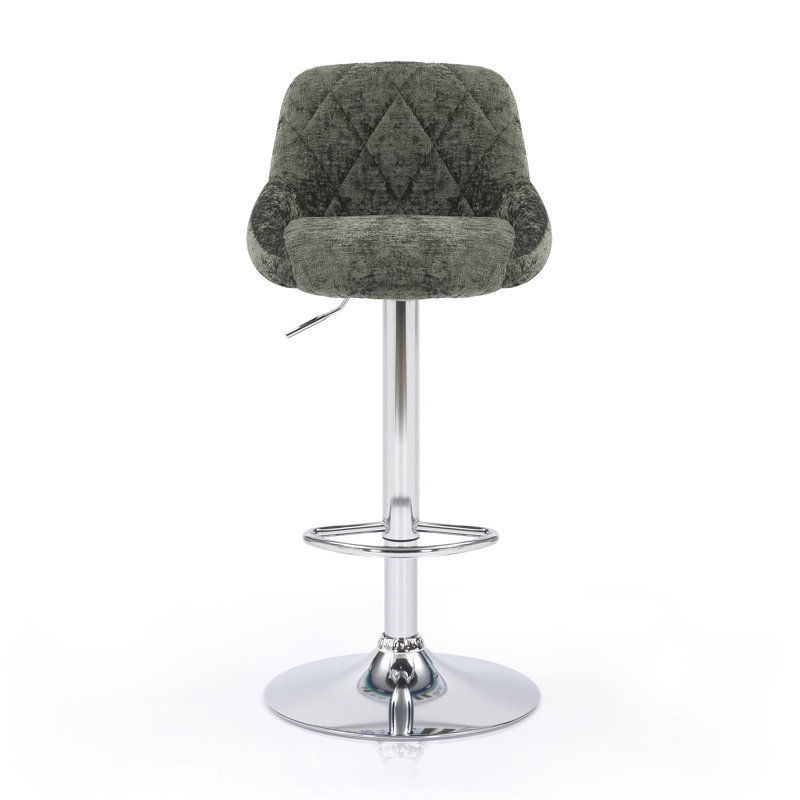 Dayanah Swivel Upholstered Adjustable Height Counter Stool with Metal Frame, Green