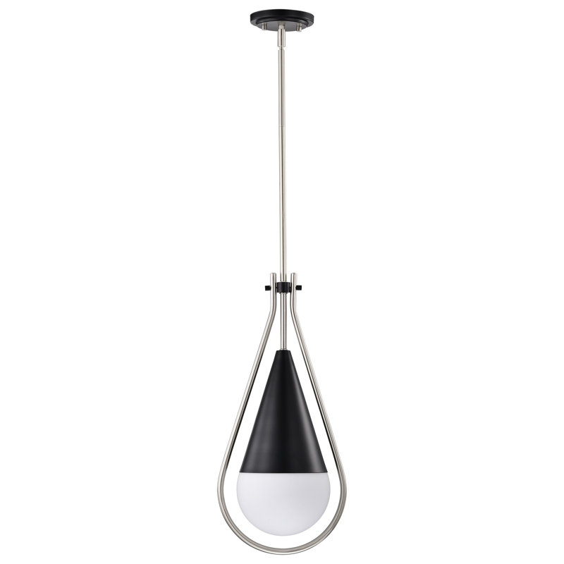 Marnix 1 - Light Teardrop Pendant, 60.5" H x 10" W x 10" D, Matte Black/Brushed Nickel