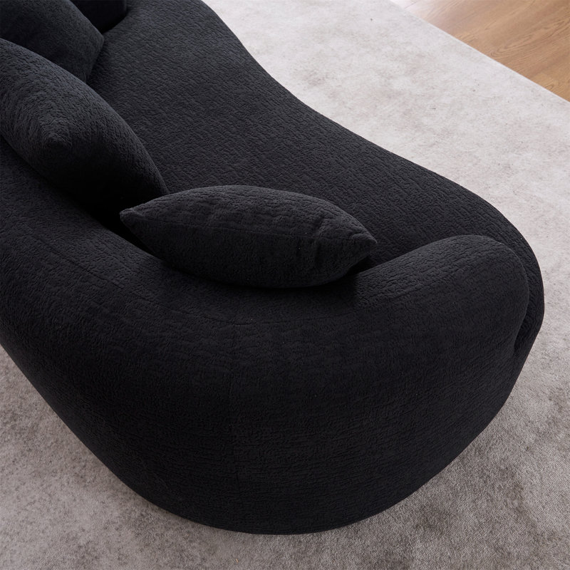 Causeuse courbée avec revêtement en chenille et coussins décoratifs, aucun assemblage requis