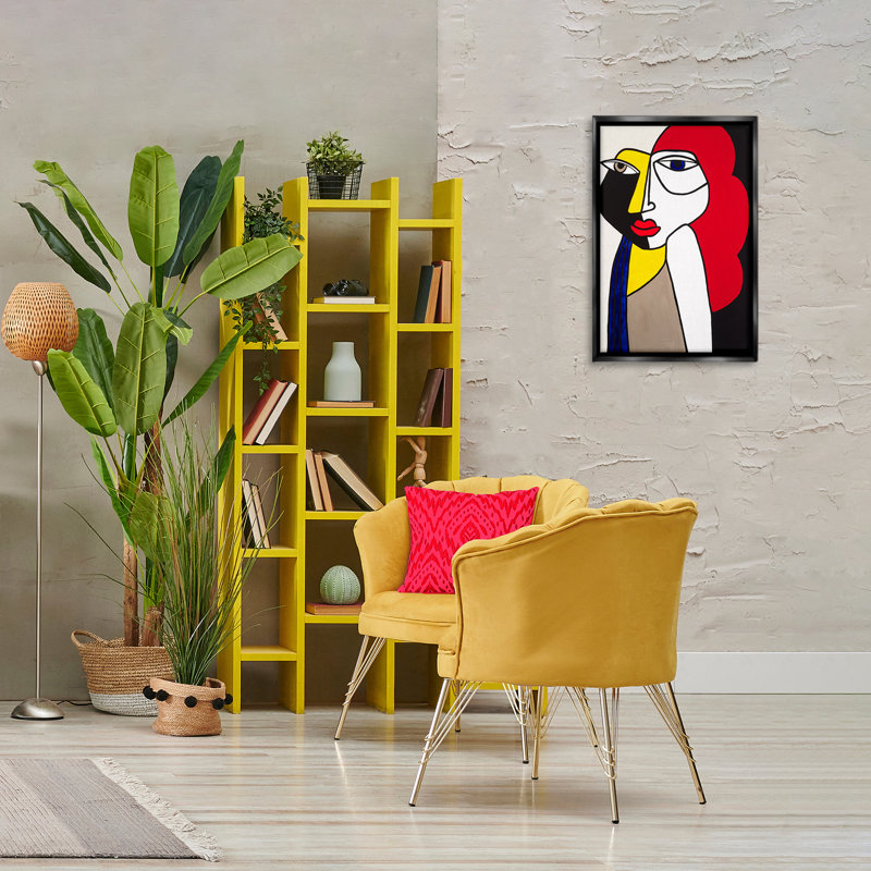  Cubist Portrait of Woman Floater Canvas by Ruth Fromstein, Black, 25" H x 17" W