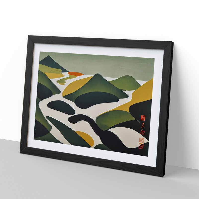 Abstract Mountain River Vol.1 - Framed Print, Black, 46cm H x 64cm W x 2cm D