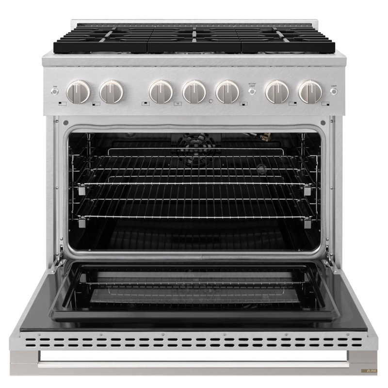 ZLINE 36 in. Marino Gas Range w/ 6 Gas Burners & Convection Oven in Satin Steel Stainless Steel, Gas, Satin Stainless Steel