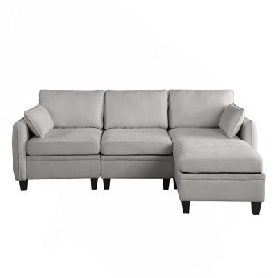 85 Inch Chenille Modular Sectional Sofa,  L-Shaped Cloud Couch with Storage Ottoman, DIY Combination for Living Room