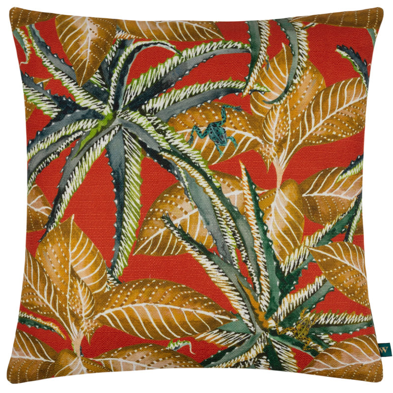 Floral Square Cushion, Emerald Green, Polyester