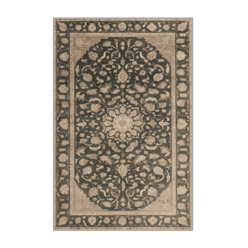 Tapis brun lavable à la machine, Rectangulaire 7 pi x 10 pi