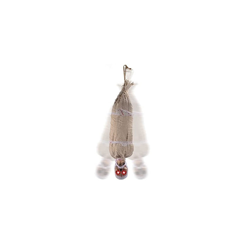 35" Halloween Animated Hanging Corpse With LED Light Up Eyes & Sound Effect For Indoor And Outdoor Decorations