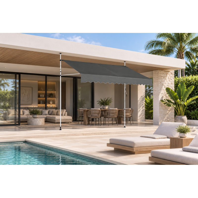 Luch 200 cm W x 120 cm D Door / Window Awning, Grey