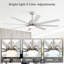 Ventilateur de plafond intelligent de 52 pouces avec lumières, 6 vitesses de vent, avec 8 pales en ABS noir, télécommande vocale, ventilateur pour chambre à coucher, salon, patio, cuisine, etc.