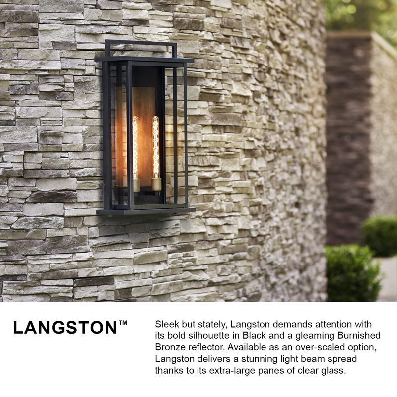 Langston Two-Tone Wall Mount Aluminum Outdoor Lantern, 18.3" H x 8.75" W x 6" D