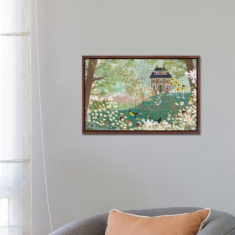 Garden Dream 1 Piece Painting on Canvas, 45.72cm H x 66.04cm W x 3.81cm D, Brown Framed