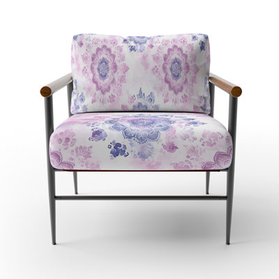 Moroccan Upholstered Chair - boho mandala pastel Purple Arm Chair