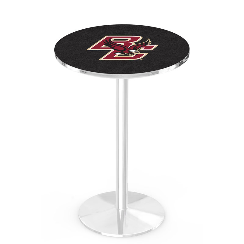 Round Metal Base Dining Table, Chrome, Boston College