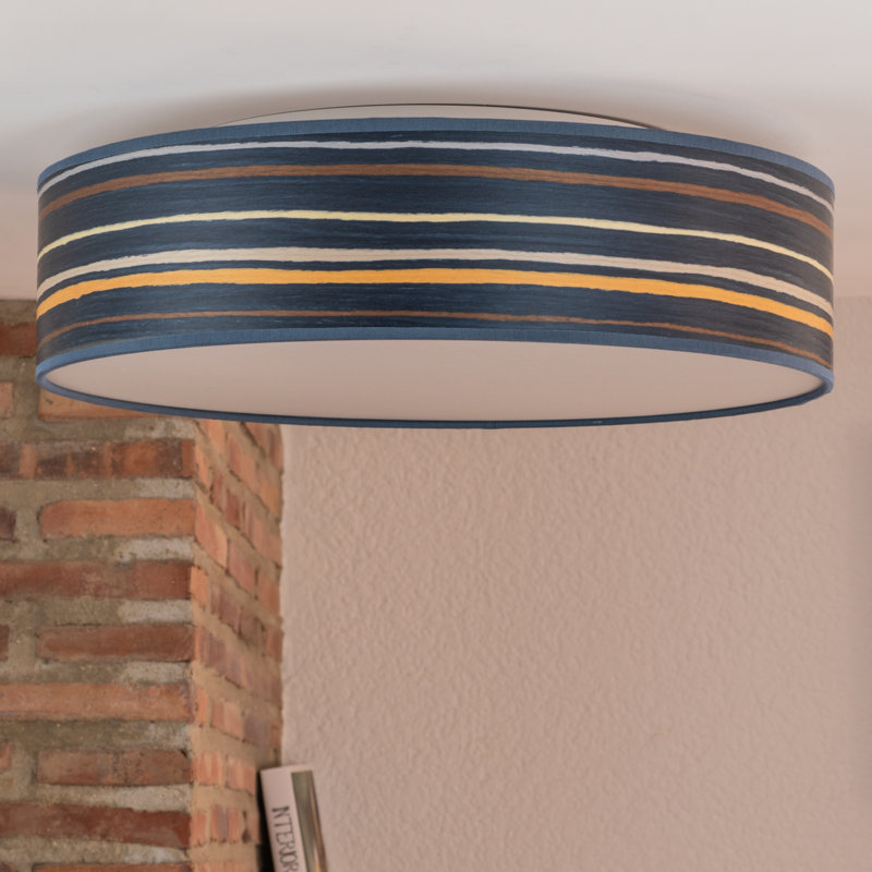 Ocho Solid Wood Flush Mount, Blue-striped