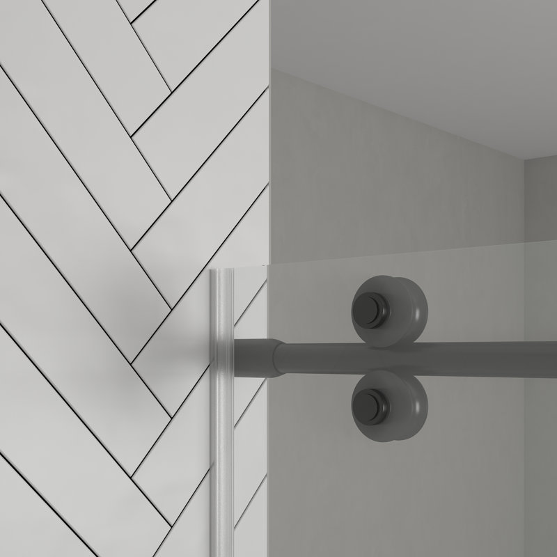 Ensemble de douche coulissante avec porte et base Reva 48 po x 32 po - Noir, Noir mat, H 76,77 po x l 47,99 po x P 32,01 po