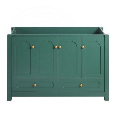 Meuble-lavabo vert 48 po avec portes et tiroirs à fermeture en douceur