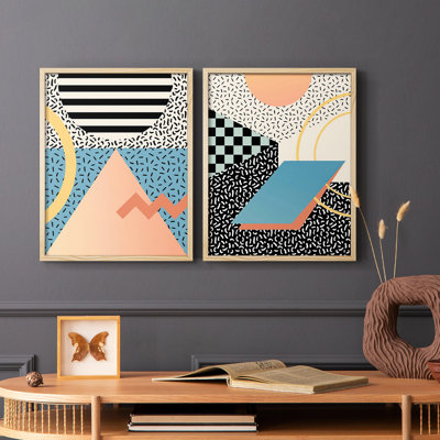 Impression encadrée moderne Memphis I-Premium - prête à être accrochée - aucun clou requis - aucun clou requis