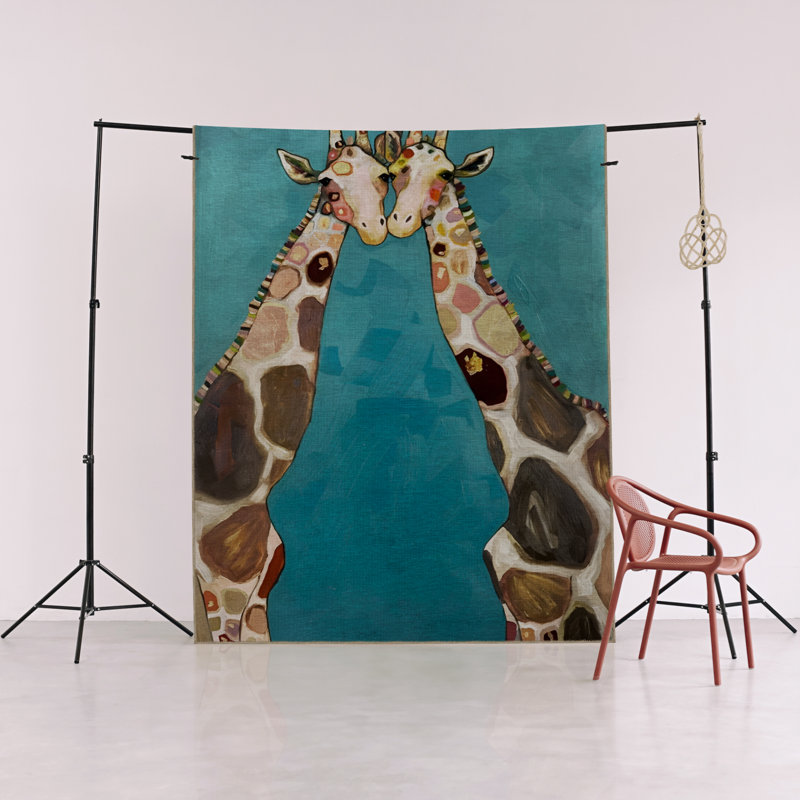 Tapis décoratif moderne à motif girafe bleu, Rectangle 3 pi 10 po x 4 pi 11 po