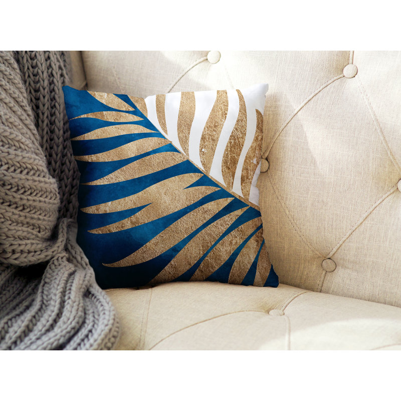 Floral Outdoor Reversible Throw Pillow, 15W" x 15H", Turquoise/Gold/White