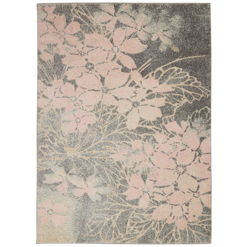 Leeming Floral Indoor Rug, Rectangle 5'3" x 7'3"