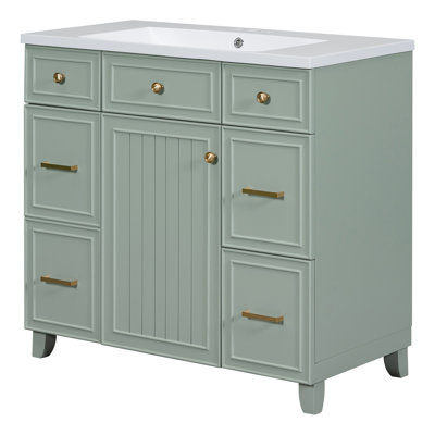 Ensemble de meuble-lavabo avec lavabo 36 po, lavabo simple, meuble-lavabo avec porte à fermeture douce et tiroir 36 po