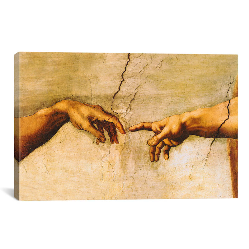 La création d'Adam par Michel-Ange - Galerie panoramique, Toile tendue, H 12 po x l 18 po, Sans cadre