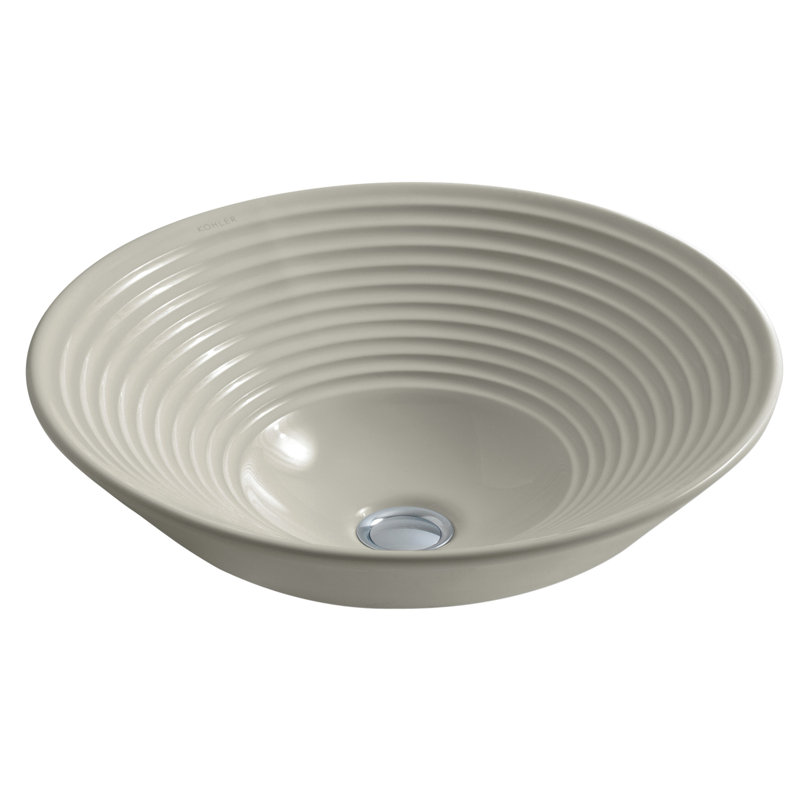 Turnings Ceramic Circular Vessel Bathroom Sink, Sandbar