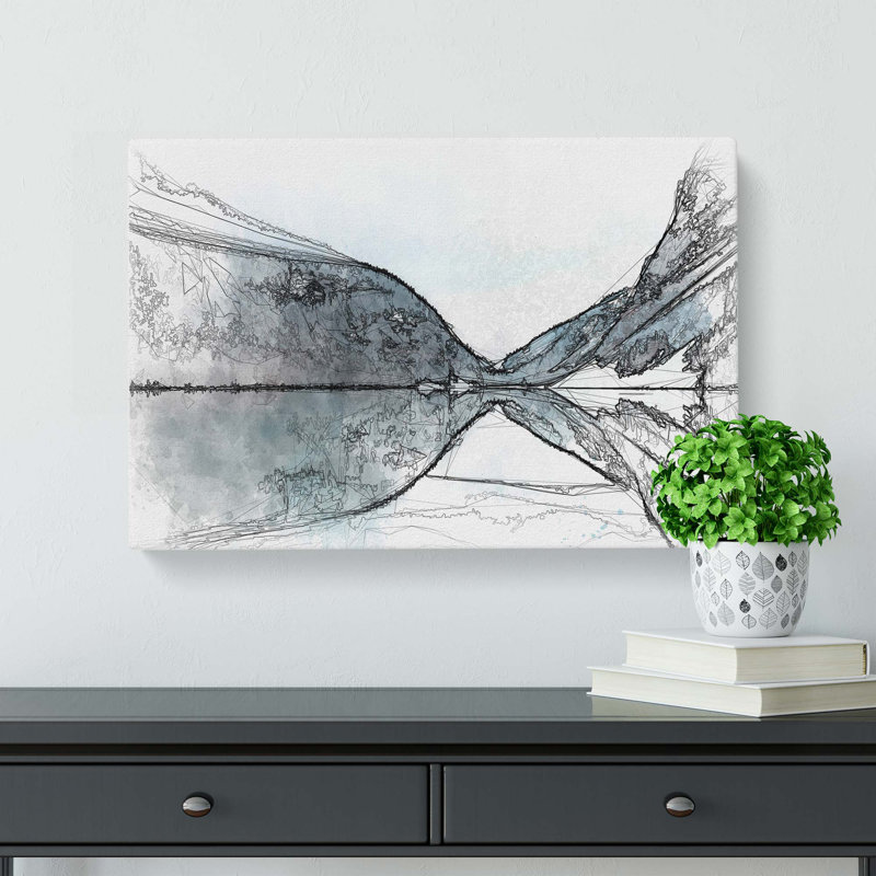 Mountain Range Reflection In Abstract - Wrapped Canvas, 40cm H x 60cm W x 3cm D