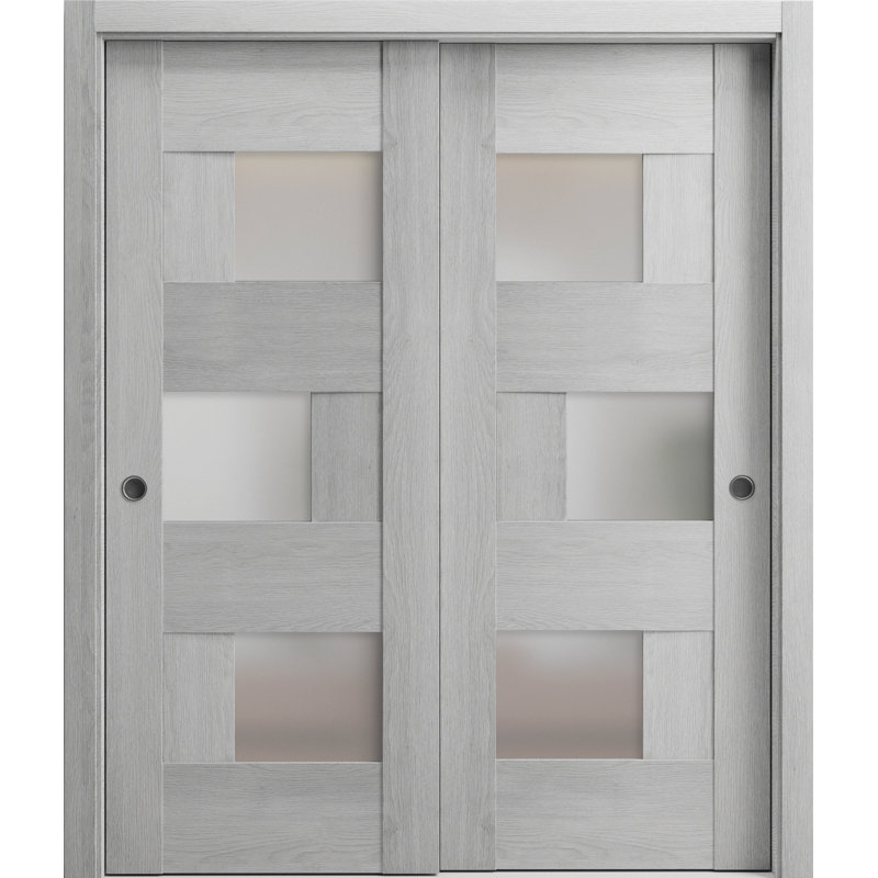 Portes coulissantes en verre givré Sete, 36 po x 80 po, Blanc