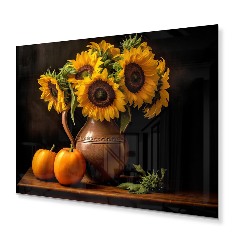 Décoration murale tournesol doré nature morte II - Floral, H 12 po x l 20 po x P 1 po