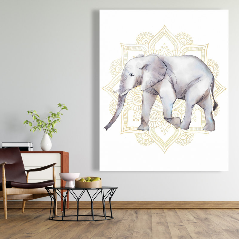 Éléphant sur mandalas - Toile à motif d'animaux pour la décoration intérieure