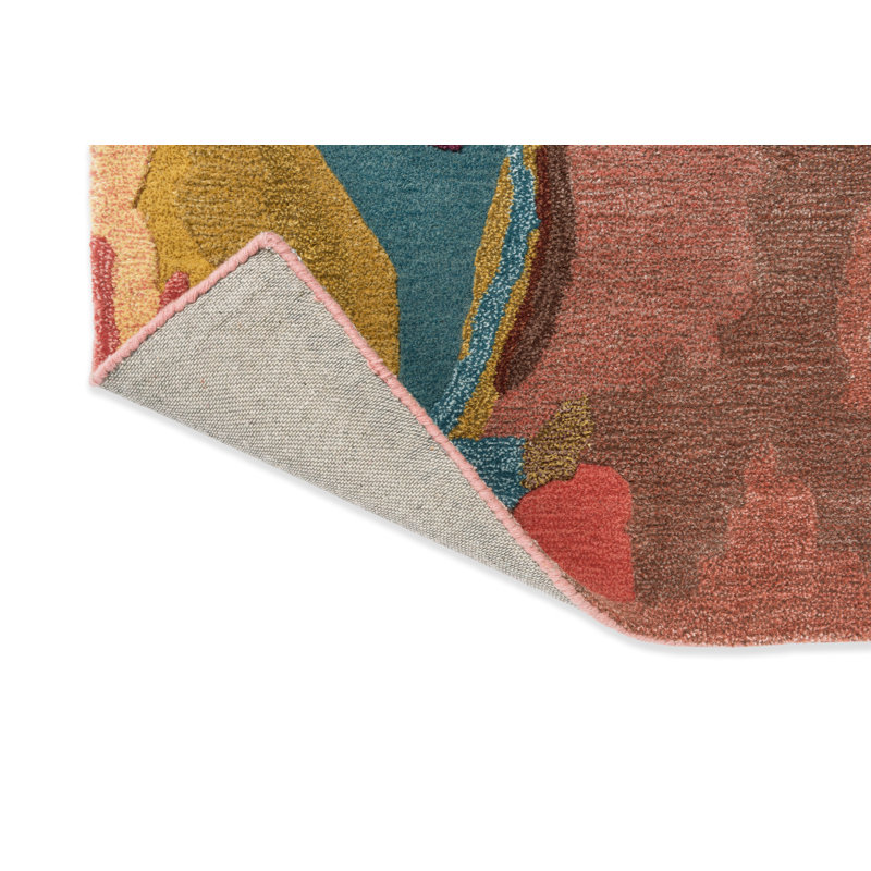 Foresta Hand Tufted Wool/Viscose Abstract Area Rug in Rosewood/Huckleberry, Rectangle 6'7" x 9'2"