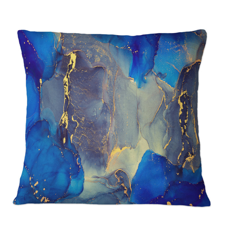 Coussin décoratif à imprimé abstrait Blue Luxury, 16 po x 16 po