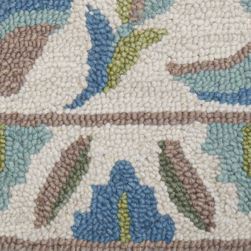 Lugano Hand-Tufted Wool Loop Pile Indoor Rug Traditional Bordered Cream Blue Green, Rectangle 9' x 13'