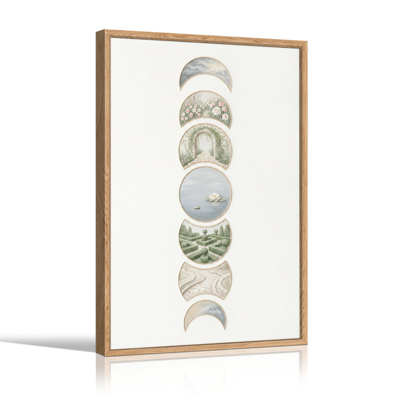 Moon Phases, reproduction d'art sur toile, ensemble de 1, Natural, 48"H x 32"W