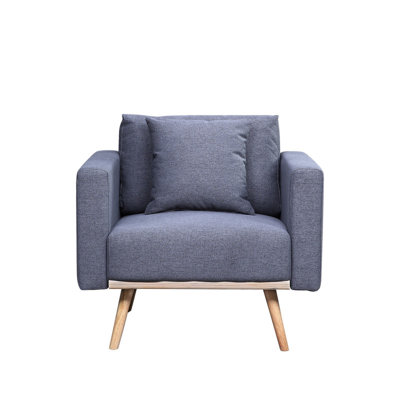 32.5" Linen Fabric Chair With USB Charging Ports Pockets & Pillows