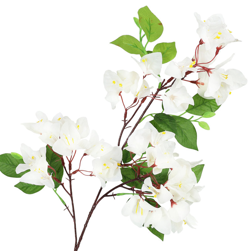 Artificial Bougainvillea Flower Stem Spray, Blanc, crème