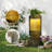 Modern Tiered Column Cascading Water Fountain with LED Lights & Planter, 33" Tall Resin Outdoor Water Feature for Garden Patio Decor-2119405271