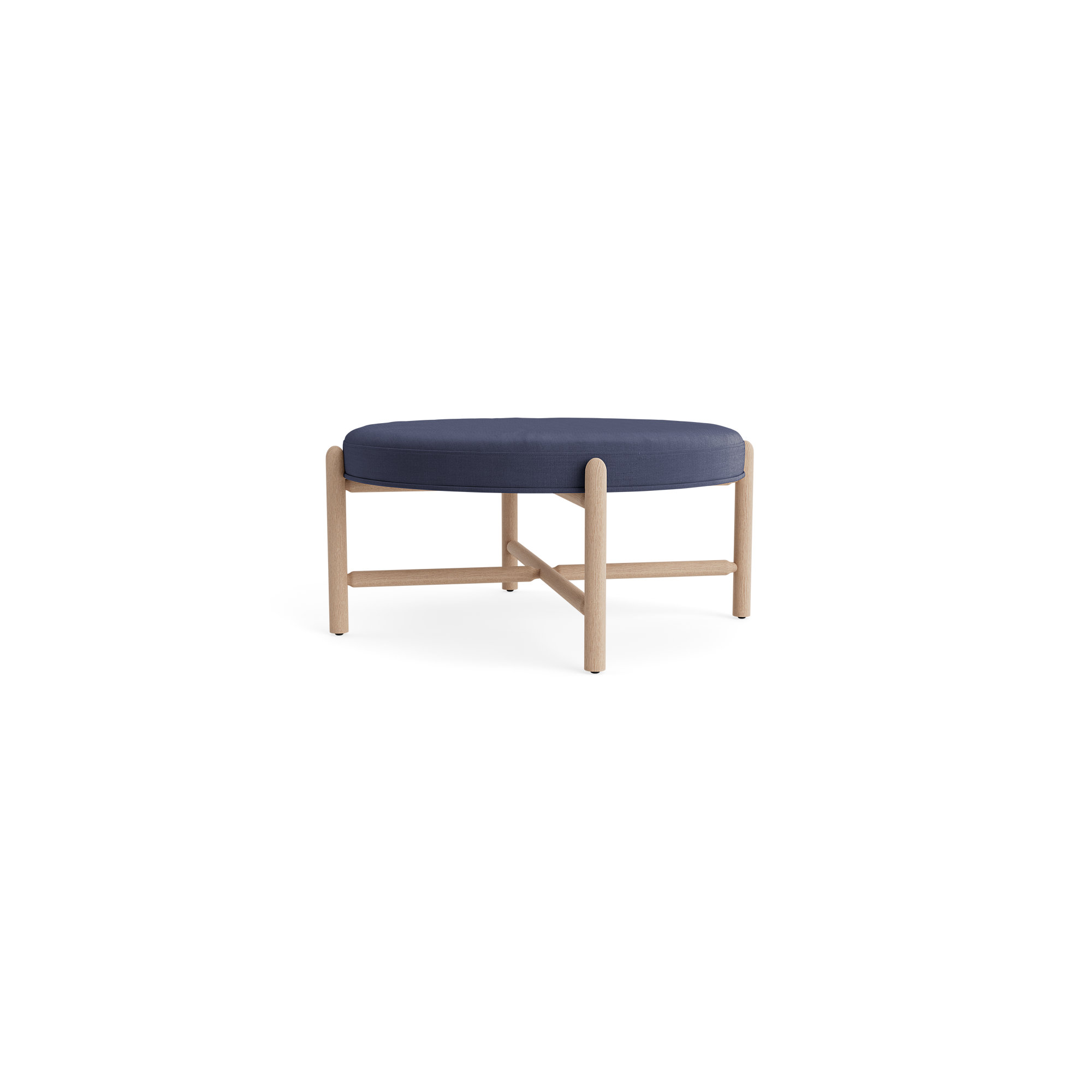 Vane 36" Round Ottoman, Navy, Oak
