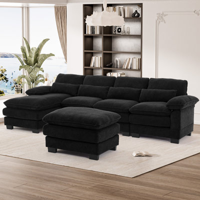 4 - Piece U Shaped Sectional Sofa Cloud Couch With Ottoman