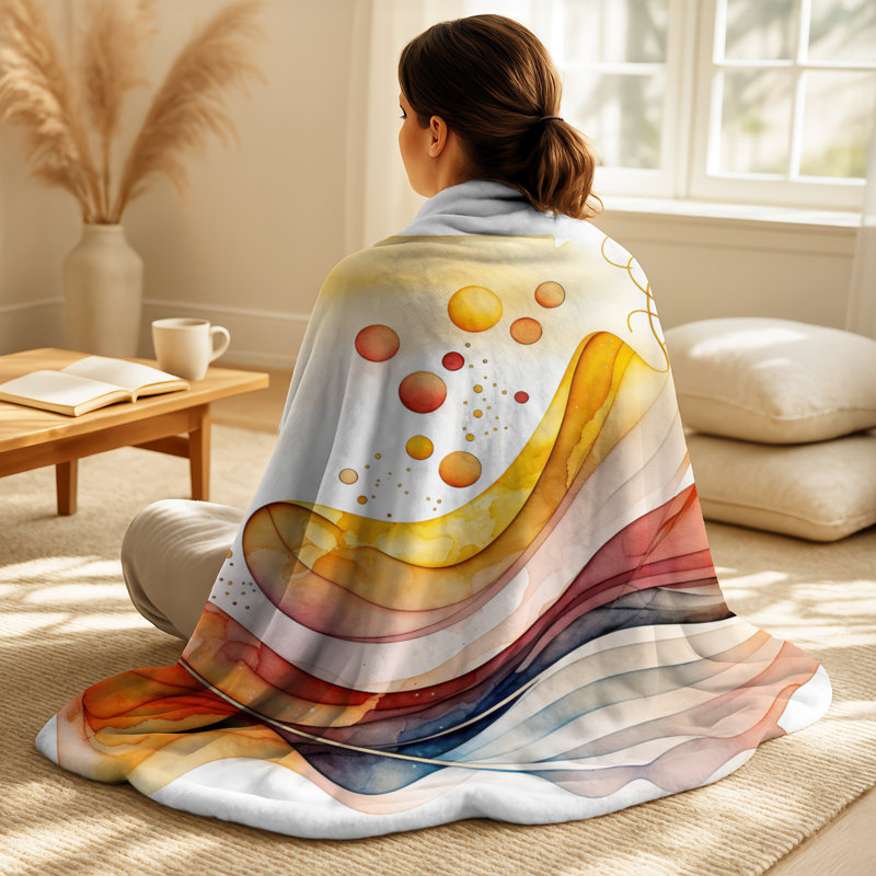 Warm Minimalist Waves - Abstract Minimalism Throw Blanket